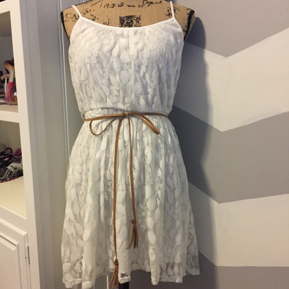 White floral summer tank dress